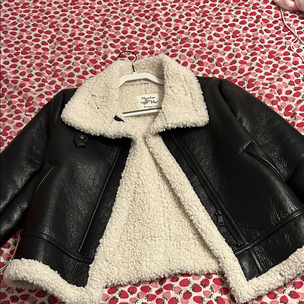Black and Cream Shearling Jacket